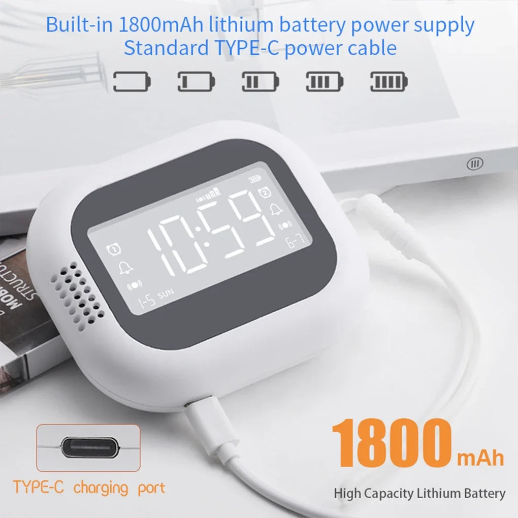 LED Vibration Alarm Clock - Rechargeable Wake-Up Clock with White Noise & Natural Sound