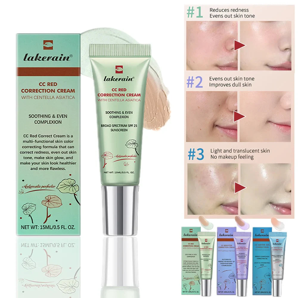 3Pcs/Set CC Cream Centella – Korean Color-Changing Liquid Foundation, Face Base Makeup & Foundation Cream