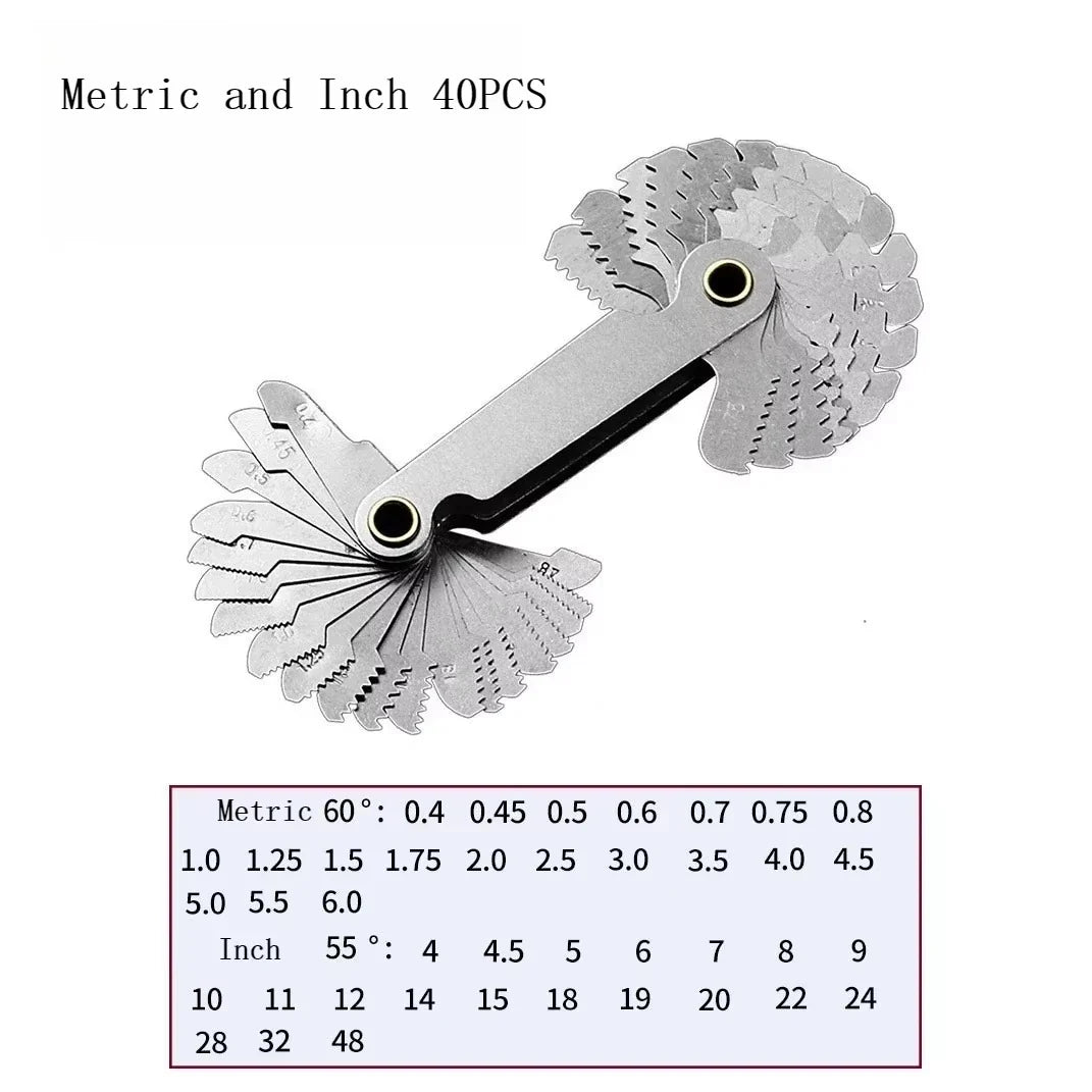 Metric & Inch Thread Plug Gauge - 55/60 Degree Carbon Steel Screw Pitch Measurement Tool for Lathe Work