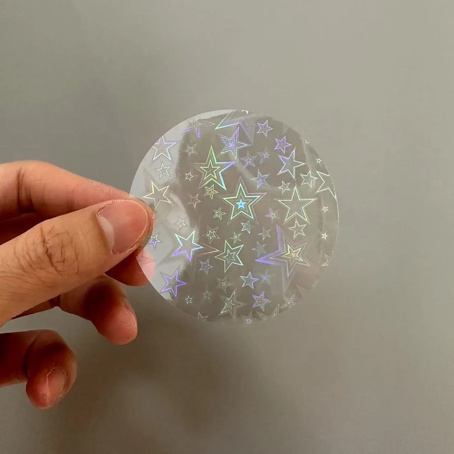 100PCS 58mm Transparent Badge Film Covers – Clear Laser Star Pattern Protective Sheets for Button Badge Maker