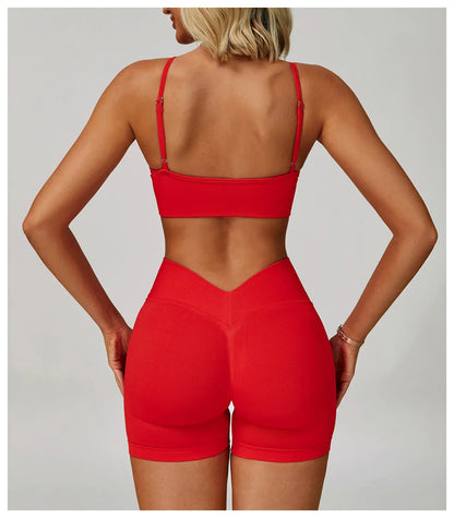 2/3PCS Women’s Seamless Yoga & Gym Set – Push-Up Sports Bra, Long Sleeve Jacket & Workout Leggings