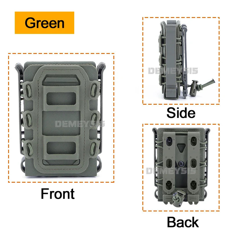 5.56mm & 7.62mm Tactical Fast Mag Pouch - MOLLE Belt Clip Soft Shell Rifle & 9mm Magazine Carrier
