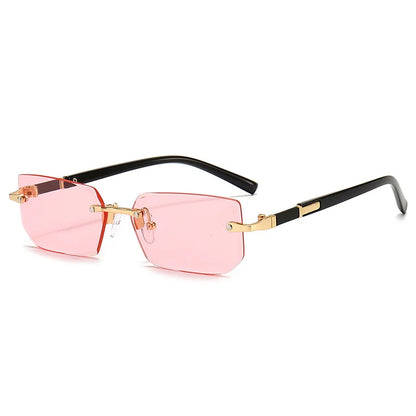 Rimless Rectangle Sunglasses — Fashion Small Square Shades for Men & Women, Summer Travel Eyewear