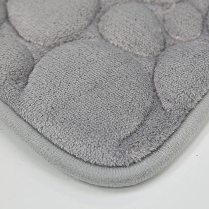 Solid Color Simple Bathroom Mat Set - Water-Absorbing, Non-Slip Stone Pattern, Comfortable & Soft (3PC)