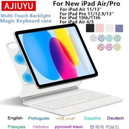 TouchPad Magic Keyboard Case for iPad Air & iPad Pro - Backlit Smart Cover with Trackpad Support for 11/13 Inch Models