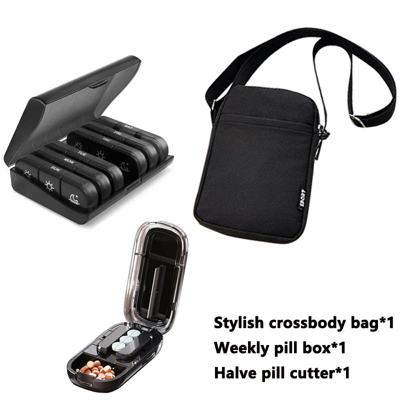 Newest Quartering Pill Cutter & Storage Box – Portable Dustproof Medicine Divider Organizer & Crusher