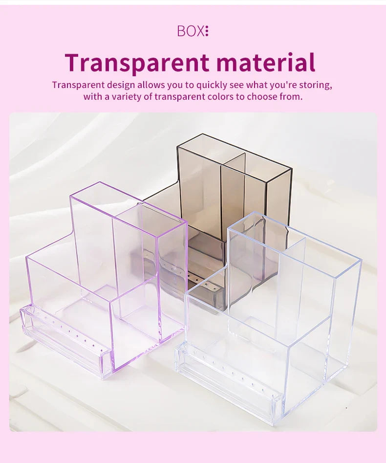 Translucent Nail Drill Machine Organizer | 3-Row Acrylic Storage for Nail Bits & Tools