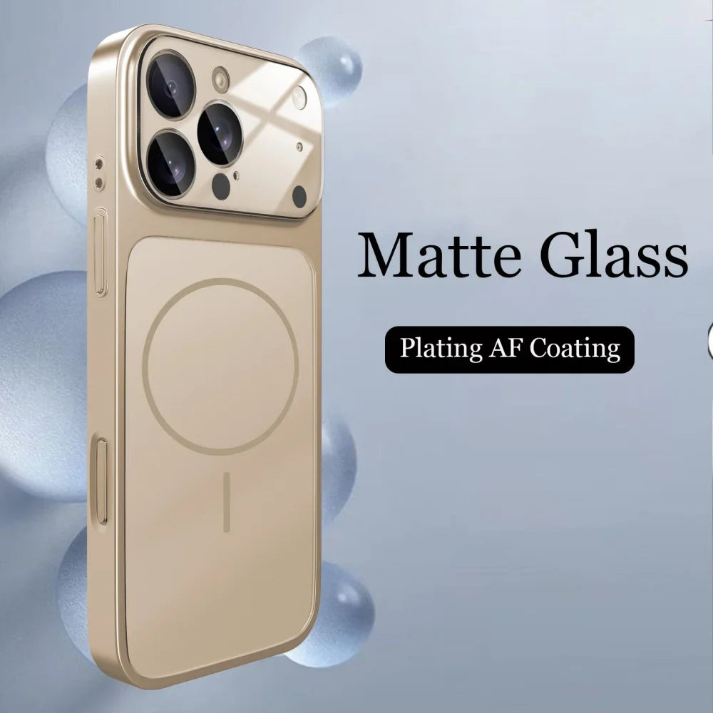 Original Glass Nano Matte Case – Magnetic MagSafe Wireless Charging Armor Cover for iPhone 17 Pro Max, 16, 15, 14, 13 Pro Max, 17 Air