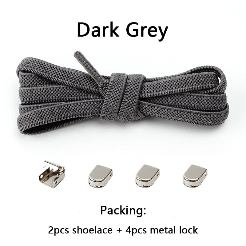 No-Tie Elastic Shoelaces – One Size Fits All Sneakers for Adults & Kids, Flat Tieless Shoestrings