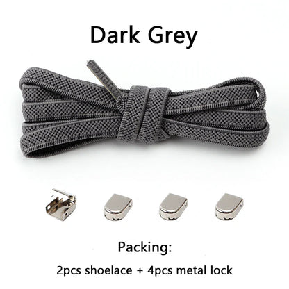 No-Tie Elastic Shoelaces – One Size Fits All Sneakers for Adults & Kids, Flat Tieless Shoestrings