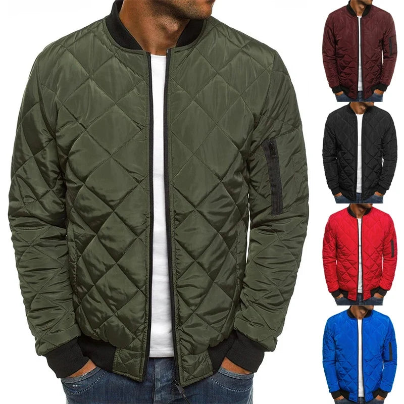 Winter Men's Baseball Collar Jacket - Lightweight Mesh Pressed Vintage Flight Casual Long Sleeve Outerwear
