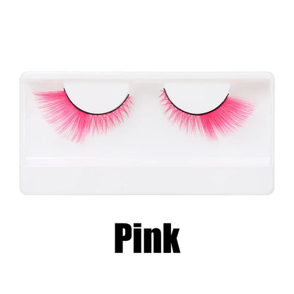 Colorful Halloween False Eyelashes – Blue, Red & Pink Cosplay Fake Lash Extensions for Makeup Looks