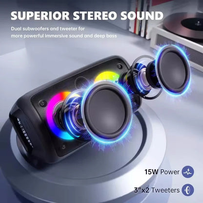 Wireless Karaoke Bluetooth Speaker - Portable Subwoofer with Microphone, FM Radio, LED Lights & TWS