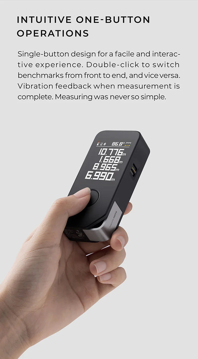 HOTO Smart Laser Measure Pro – LED Display Digital Laser Tape, Rechargeable Rangefinder & Intelligent Measuring Tool