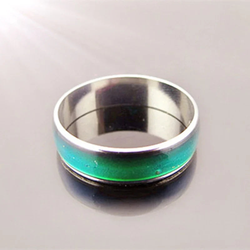 Stainless Steel Mood Ring - Color Changing Emotion Temperature Ring for Women Men Couples Fashion Jewelry