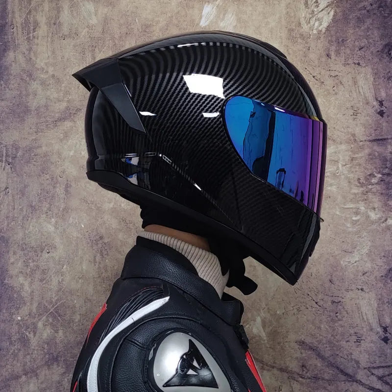 Full-Face Motorcycle Helmet — Winter Warm Double Visor Racing & Sports Motorbike Helmet