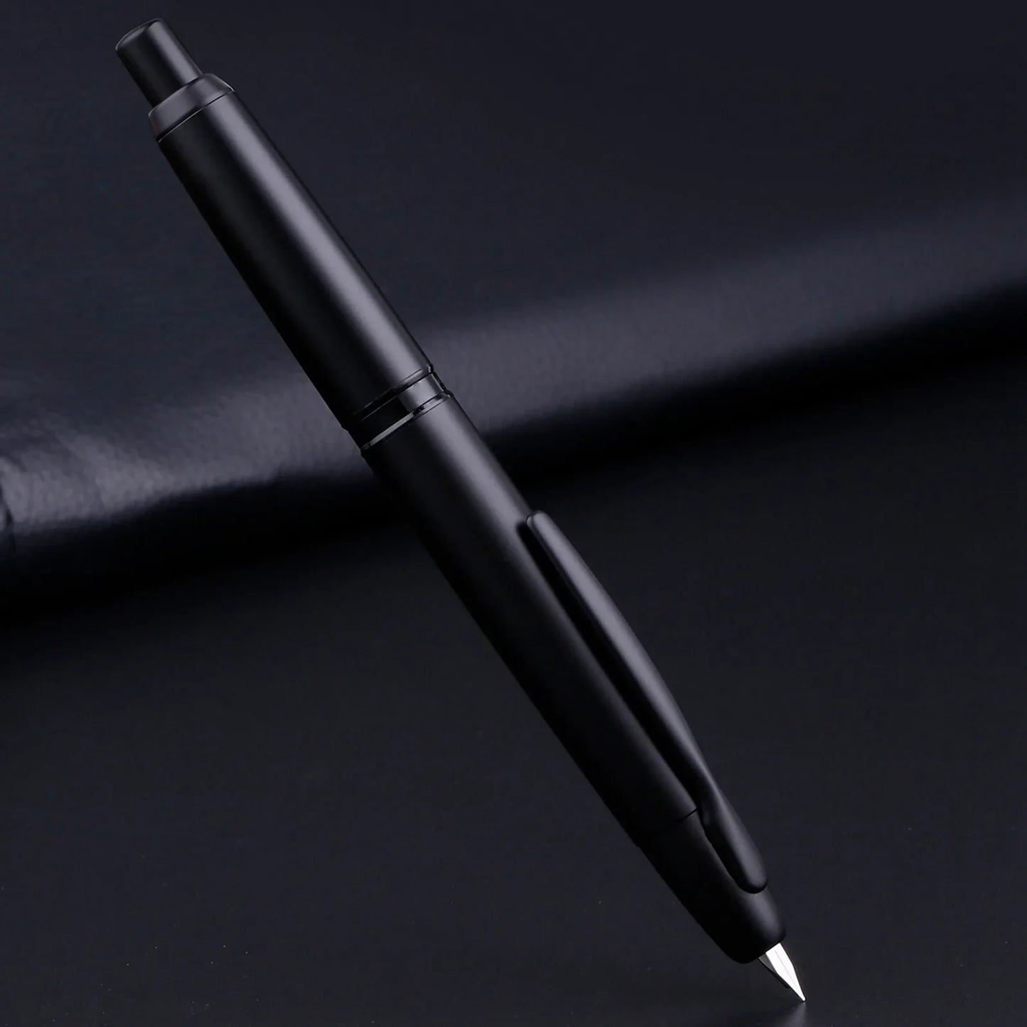 MAJOHN A1 Retractable Fountain Pen – EF 0.4mm Nib, Matte Black Metal Ink Pen with Converter, Ideal for Students and Gifts