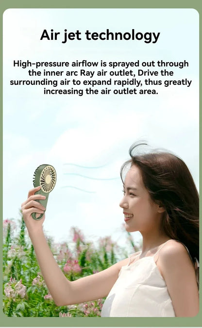 New Foldable USB Rechargeable Mini Fan | Handheld Desktop Fan with Cartoon Design & Hook for Outdoor, Home & Office Use