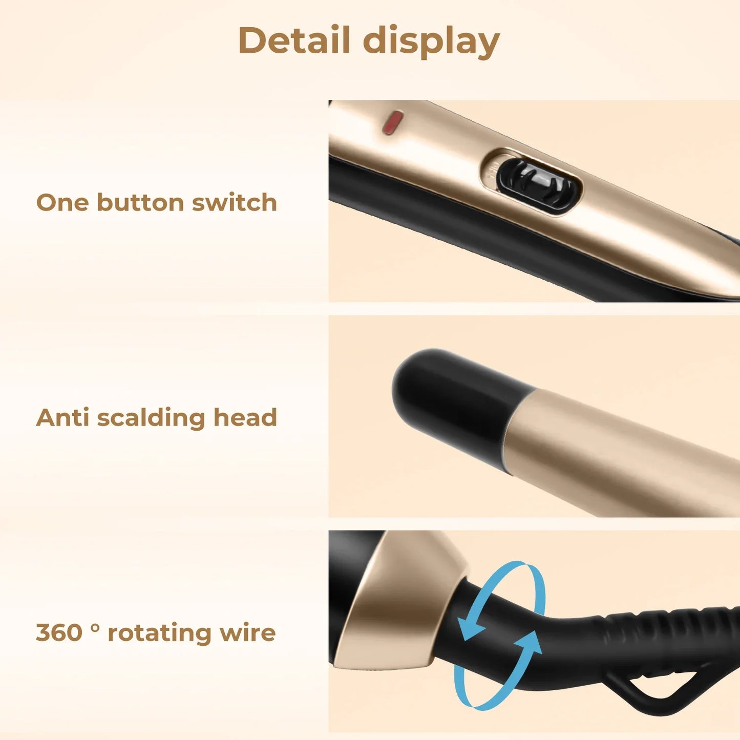 3/4 Inch Hair Curling Wand – Professional Ceramic Tapered Curling Iron for Fast Heating & All Hair Types