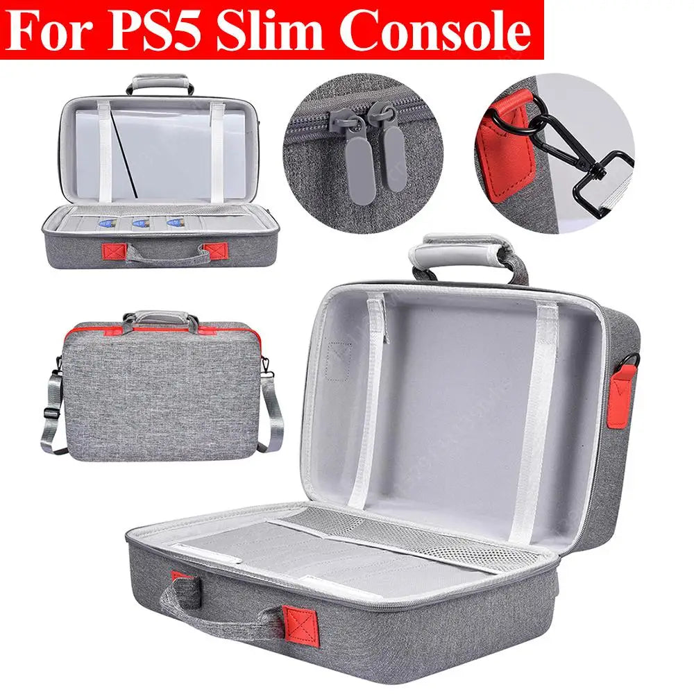 EVA Hard Carrying Case Handbag for PS5 Slim – Shoulder Strap Storage Bag for Disc & Digital Edition Console