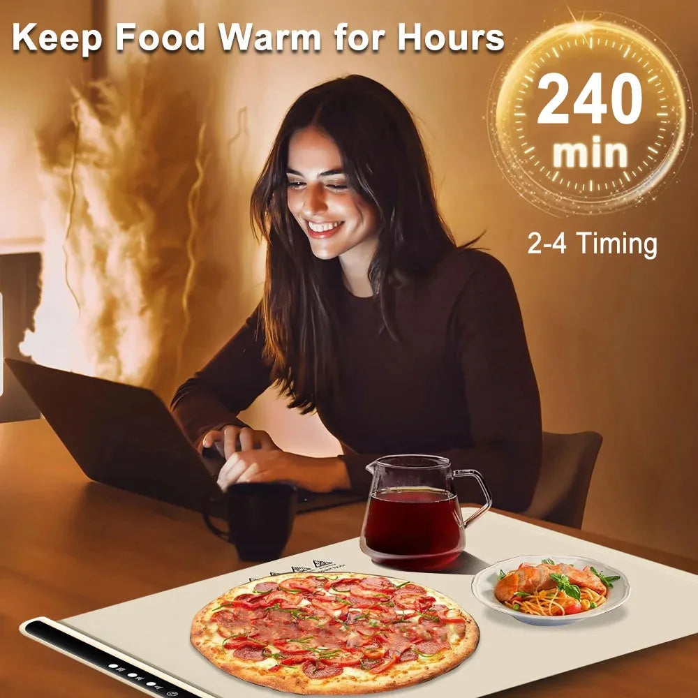 Electric Warming Tray – Foldable Silicone Food Warmer Plate, Fast Heating Portable Mat for Parties