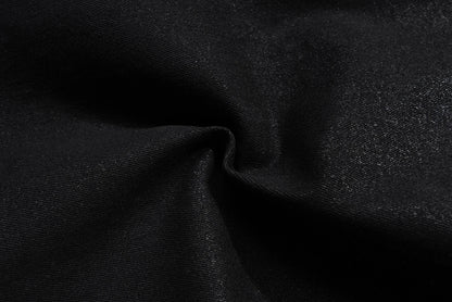 Men’s Streetwear Black Wax Leather Stretch Jeans — Baggy Y2K Flare Oversized Straight Denim Trousers