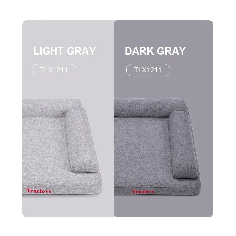 TRUELOVE Memory Foam Pet Bed - Soft Linen Fabric Dog & Cat Bed with Pillow, Removable Washable Cover TLX1211