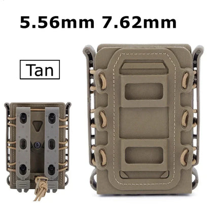 5.56mm & 7.62mm Tactical Fast Mag Pouch - MOLLE Belt Clip Soft Shell Rifle & 9mm Magazine Carrier