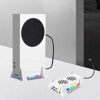 Vertical Stand for Xbox Series S – 3-Speed Cooling Fan with 2 USB Ports, Game Console Holder and Cooling Stand