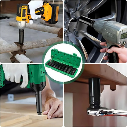 1/2-Inch Drive Impact Socket Set - 10-Piece 6-Point Metric Carbon Steel Sockets with Storage Case