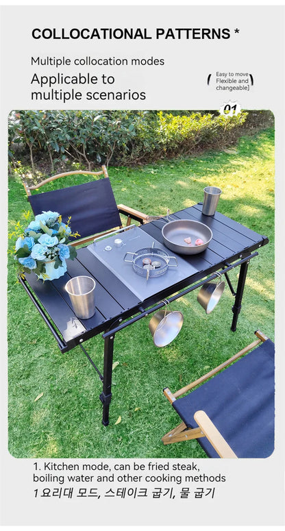 Lohascamping Folding IGT Table – Lightweight Portable Roll Table with Adjustable Legs for BBQ, Desktop Burner & Backpacking