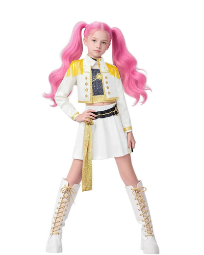 Girls Rumi Zoey Mira Cosplay Costume – 3D Print K-Pop Demon Hunters Suit Set for Stage, Performance & Halloween Party