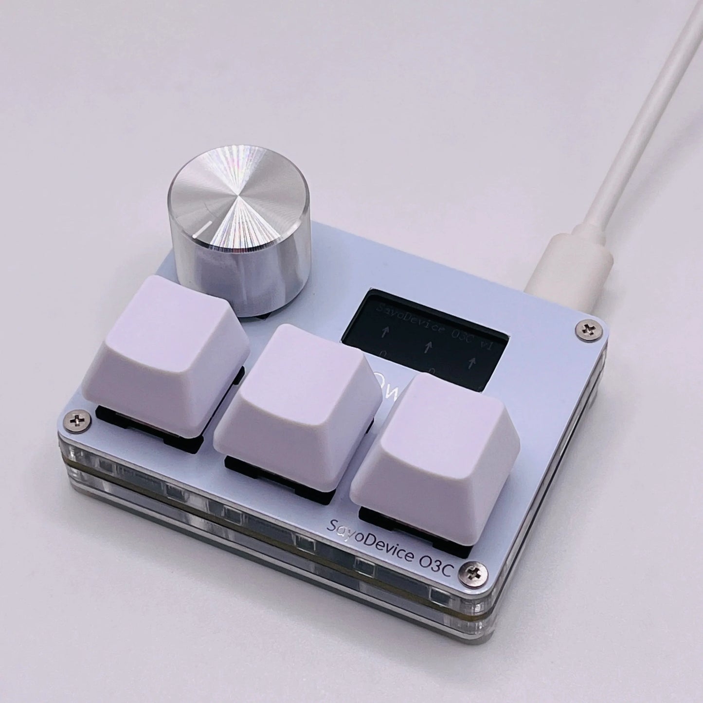 O3C SayoDevice OSU O3C Rapid Trigger Hall Switches – Magnetic Pink Keyboard Switches with Knob, Screen Copy & Paste Shortcut