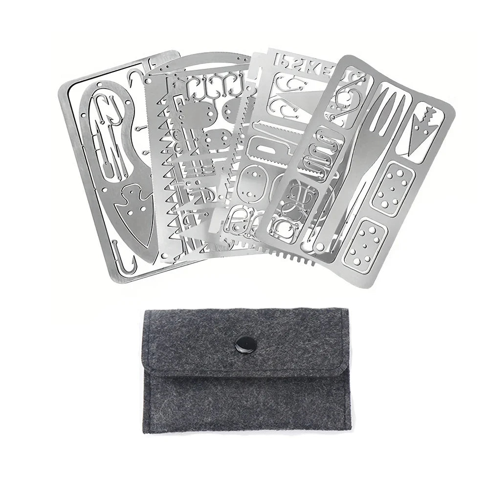 1/4PCS PSKOOK Survival Fishing Hook Card - Stainless Steel Multifunction Tool Card for Camping, Fishing & Outdoor Adventures