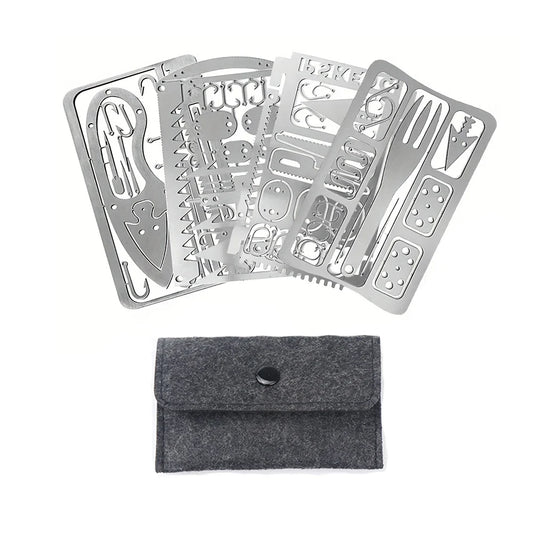 1/4PCS PSKOOK Survival Fishing Hook Card - Stainless Steel Multifunction Tool Card for Camping, Fishing & Outdoor Adventures