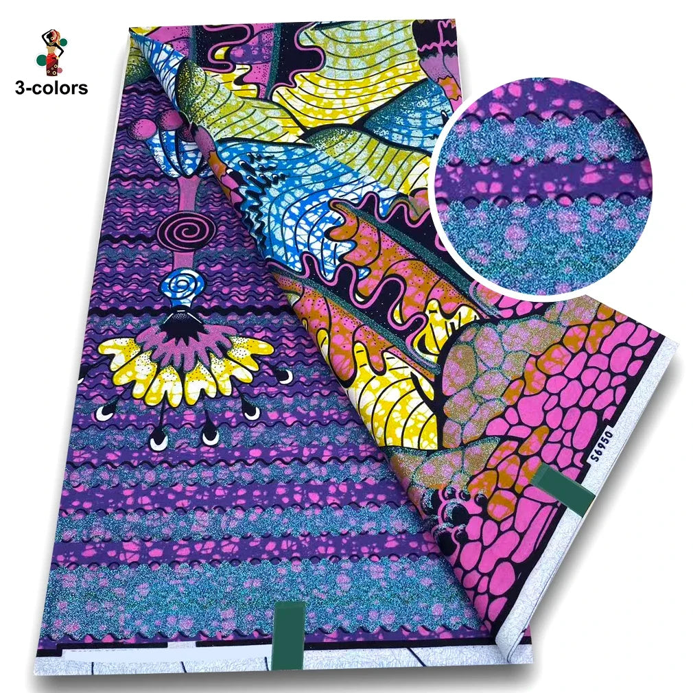 100% Cotton African Wax Print Fabric - Soft Golden Ankara Pagne for Nigerian Fashion & Traditional Wear