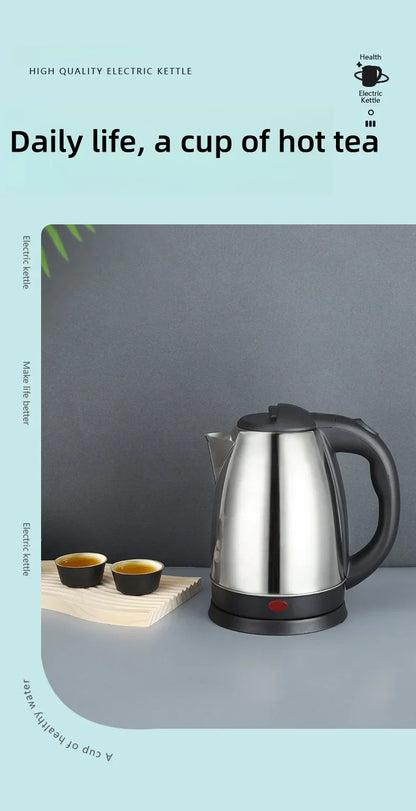 2L Travel Electric Kettle | Stainless Steel Portable Water Boiler for Tea, Coffee & Kitchen