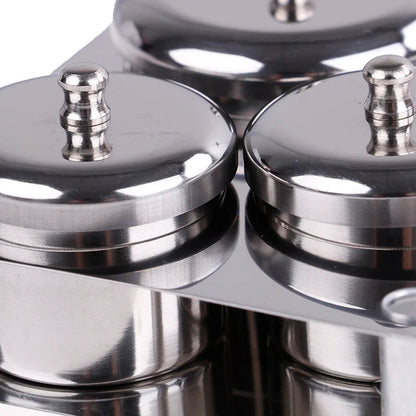 3-Piece Stainless Steel Dappen Dish Set – Manicure Nail Art Powder & Liquid Container Organizer Tray