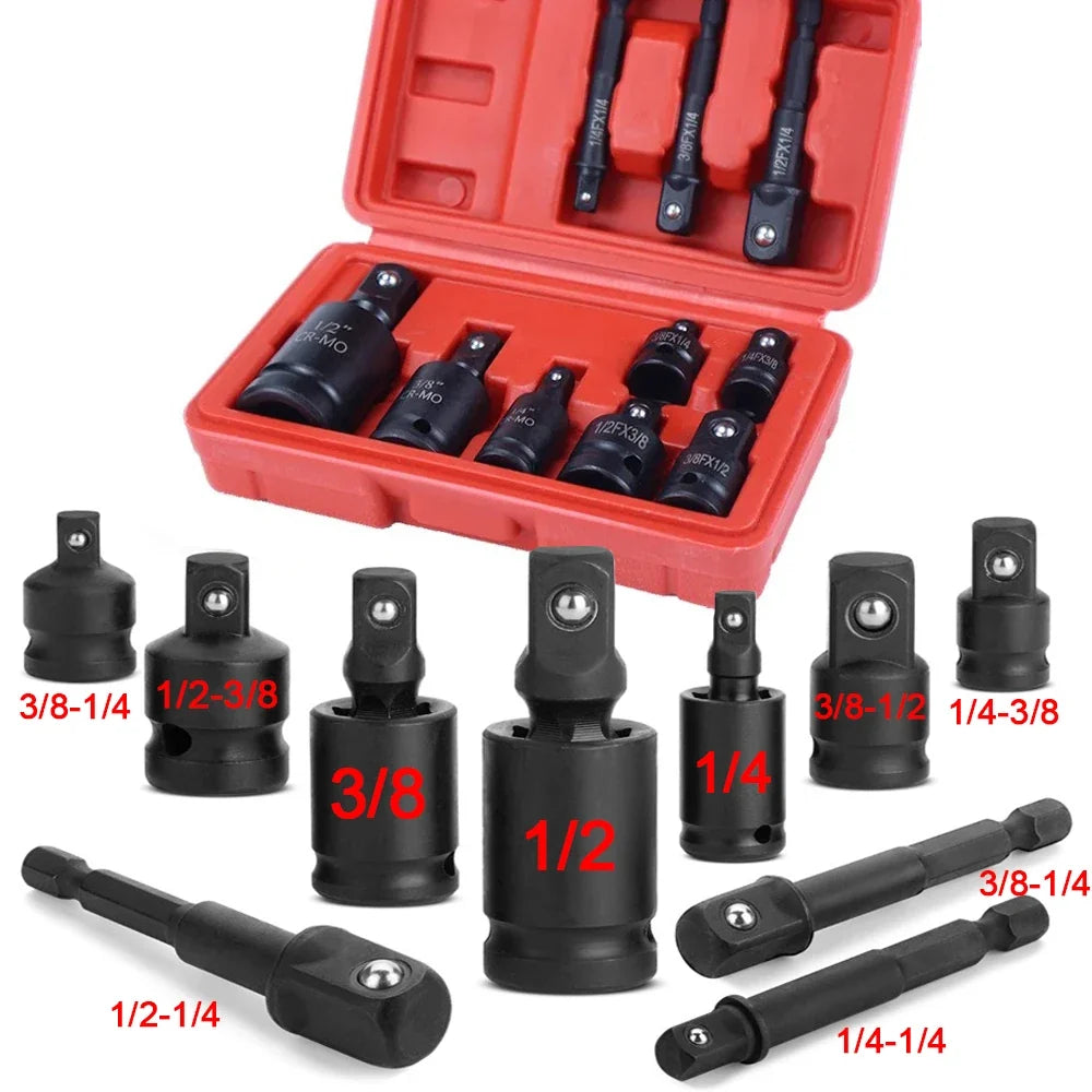 Impact Socket Adapter Set - 1/4 3/8 1/2 3/4 Inch Chrome Vanadium Steel Ratchet Reducer Extensions