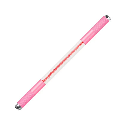 Manual Double-Ended Crystal Acrylic Microblading Pen – Permanent Makeup Eyebrow Tattoo Tool for Flat & Round Needles