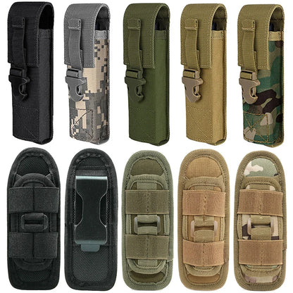 Tactical Flashlight Pouch - MOLLE Torch Holster EDC Carry Case for Camping & Hunting Gear