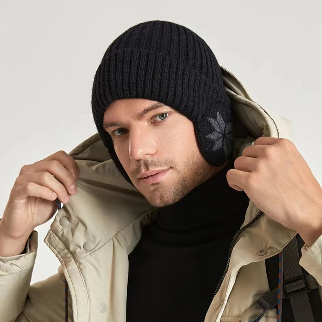 Unisex Winter Warm Plush Knitted Beanie - Coldproof Skull Cap for Men and Women, Outdoor Ear Protection Wool Hat