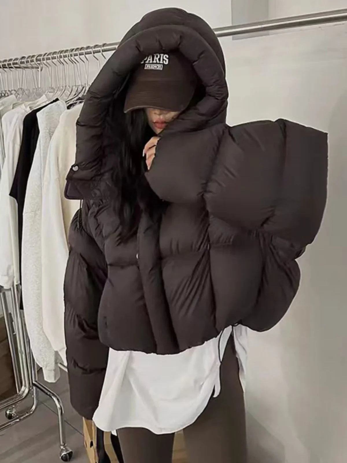 Trendy Women’s Winter Cotton Jacket – Loose Fit Fashion with Design Sense & Stylish Hat