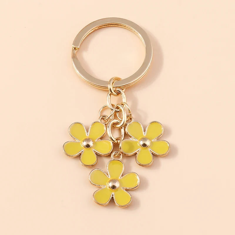 Sakura Flower Enamel Keychain - Colorful Cute Key Ring Handbag Accessory Gift for Women & Girls