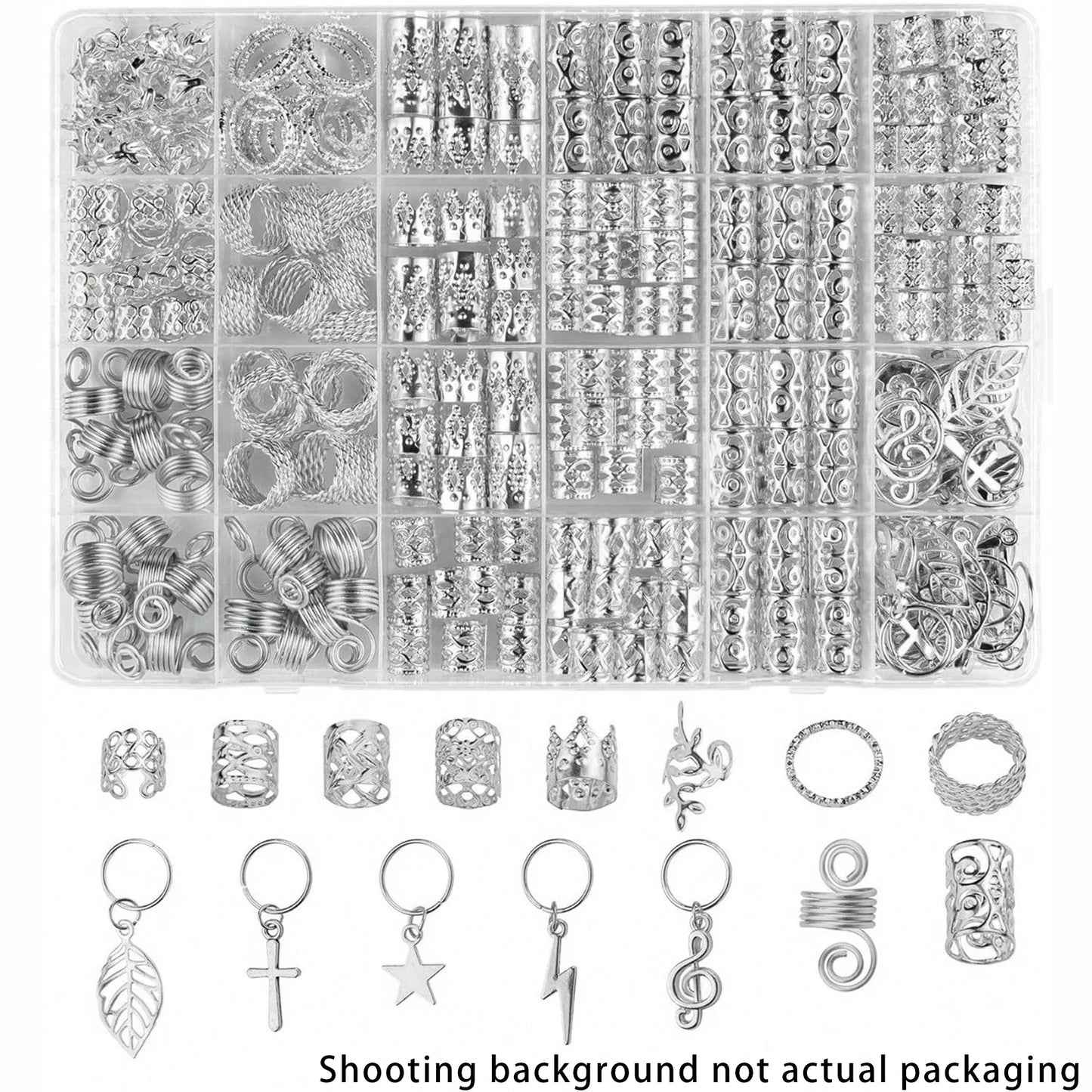 275Pcs Hair Jewelry Charms Set - Gold & Silver Alloy Braid Pendants with Rings for Dreadlocks, Braids & Hair Decorations