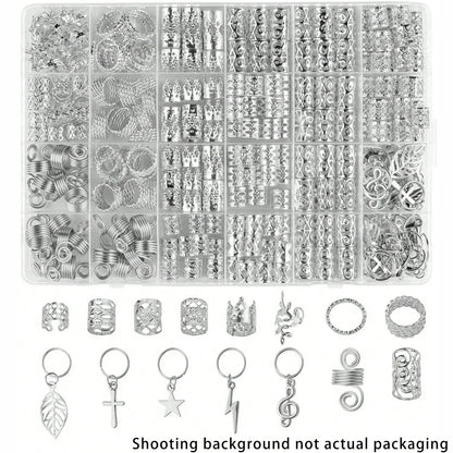 275Pcs Hair Jewelry Charms Set - Gold & Silver Alloy Braid Pendants with Rings for Dreadlocks, Braids & Hair Decorations