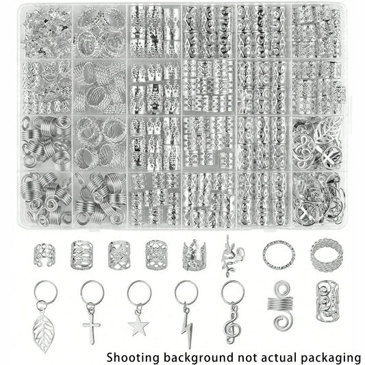 275Pcs Hair Jewelry Charms Set - Gold & Silver Alloy Braid Pendants with Rings for Dreadlocks, Braids & Hair Decorations