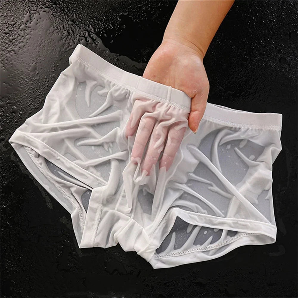 Ultra Thin Ice Silk Boxers - Semi-Transparent Seamless Men’s Trunk Underwear Plus Size