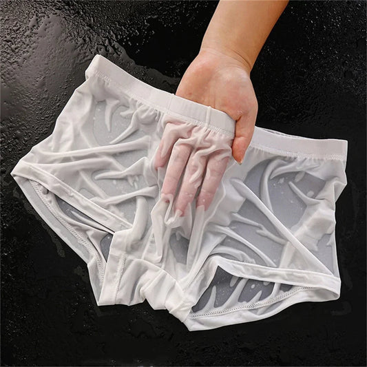 Ultra Thin Ice Silk Boxers - Semi-Transparent Seamless Men’s Trunk Underwear Plus Size