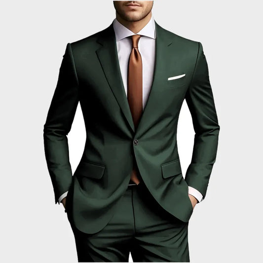 2026 Luxury Men's 2-Piece Suit Set - Elegant Slim Fit Wedding Groom Tuxedo & Casual Formal Wear